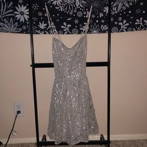 Silver Metallic Lace Romper